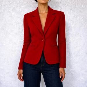 Vintage J. Percy For Marvin Richards 100% Cashmere Red Blazer Jacket Size 8 USA